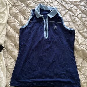 Navy and Light Blue Sleeveless Polo Shirt